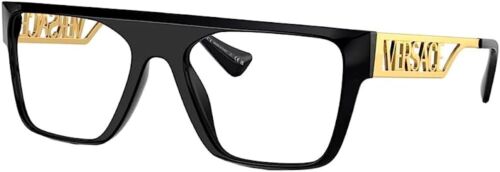 Versace VE 3326U GB1 Black/Gold Plastic Rectangle Eyeglasses 55mm