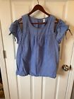 Old Navy Chambray Babydoll Cold Shoulder Top Large