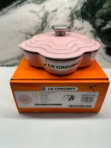 Le Creuset Pink Chiffon Enamel Cast Iron Flower Cocotte, 1.25 Qt, Brand New