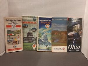 New Listing5 Vintage State Road Maps Wash DC, Pa, Ohio, Delaware etc