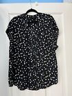 Torrid Top with White and Blue Dots Size 1 Short Sleeve with Zipper and Pockets