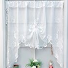 White Vintage Embroidered Lace Sheer Kitchen Curtain Swag Valance Rod Pocket