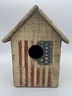 Vintage Wood Bird House American Signed 1993 Wayne Sims, American Flag Design