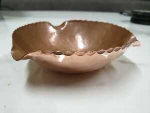 antique arts and crafts hand beaten copper bowl or ashtray