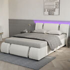 Queen Full Size Modern LED Bed Frame Upholstered Platform Bed with Headboard