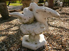 EXQUISITE VERY WEATHERED WORN OLD WHITE KISSING DOVES BIRD BATH TOPPER/STATUE