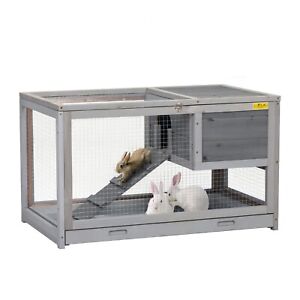 COZIWOW Two-story Rabbit Cage Bunny Hutch with Ladder Guinea Pig Cage Indoor