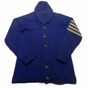 Vintage 1930s Shawl Collar Cardigan Knitting 30s Navy Blue Bentz Knits AK7
