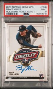 2023 Topps Chrome Update Bryce Miller RC MLB Debut Patch Auto 1/1 Mariners PSA 9