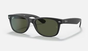 Ray-Ban New Wayfarer Black Rubber/G-15 Green 55 mm Sunglasses RB2132 622 55 -18