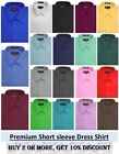 Mens Solid SHORT SLeeve Premium Regular fit Dress Shirts, 26 colors, size S~5XL