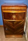 Vintage 1930s Waterfall Art Deco Nightstand End Table Bedside Chest Cabinet