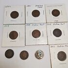 Indian Head Penny Lot of 10 Full Dates Earliest 1893, Latest 1908