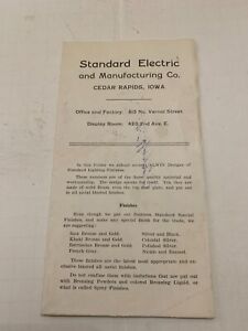 c.1920 Standard Electric and Mfg. Co. Cedar Rapids Iowa Lighting Brochure