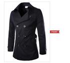 New Men's Slim Double Breasted Trench Coat Fashion Long Jacket Overcoat Outwear