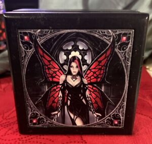 Anne Stokes ceramic Art Tile Trinket Box in Black Red Aracnafaria resin box