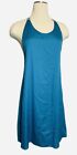 Alice + Olivia Women’s Silky Turquoise Dress Spaghetti Straps w/Leather detail S