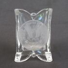 Vintage Coin clear glass toothpick holder square footed one dollar US frosted