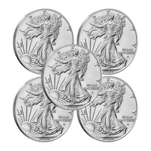2024 1 oz American Silver Eagle Coin (BU - Lot of 5)