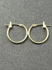 14k Gold Round Tube Hoop Earrings 25mm JTS Marked Vintage Yellow
