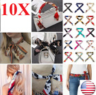 10 Women Silk Scarf Handbag Handle Scarves Wrap Purse Hair Bow Mini Long Ribbon