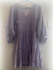 Entro Dress Womens Size L - Short Ruffle V-Neck Light Purple Lavender Large