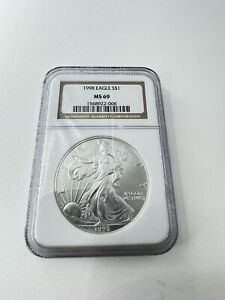 New Listing1998 $1 Silver Eagle MS69 NGC Brown Label