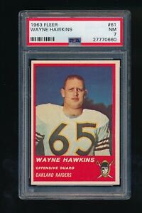 1963 Fleer #61 Wayne Hawkins PSA 7 NM Oakland Raiders