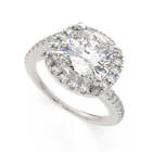 3.85 Ct Cushion Cut Lab Grown Diamond Engagement Ring SI1 E White Gold 14k