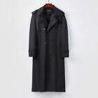 Double Breasted Mid Long Trench Coat Jacket Over Knee Length Overcoat Spring Men