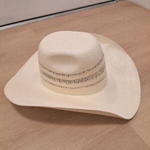 RResistol Cowboy Western Cowgirl Cream White Straw Hat 7X Size 6 3/4