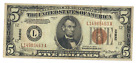 1934 $5  Five Dollar Bill  Brown Stamp Hawaii Federal Reserve Note You Grade