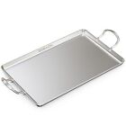 Stainless Steel Double Burner Griddle for BBQ Gas Grills, 18'' x 11.5'' Non-S...