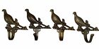 4 Vintage Antique Brass Pheasant Hooks Hunting Room Decor Collection Metal Art
