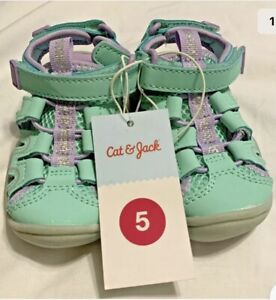 Cat & Jack SIZE 5 Afton Hiking Sandals Turquoise & Purple Toddler Girl Shoe NEW
