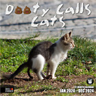 Funny Gag Gift Dooty Calls Cats 2024 Hangable Monthly Wall Calendar Kittens Poop