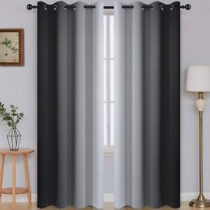 SimpleHome Ombre Room Darkening Curtains for Bedroom, Gradient Black to Grey