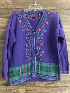 Cottage Grandmacore Embroidered Vintage Gap Cardigan Floral Size XL