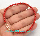 4mm Natural Red Sea Red Coral Round Beads Gemstone Bracelet 6/7/7.5/8 inch