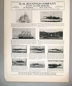 H.H. Jennings PRINT AD - 1928 ~~ Yachts For Sale