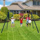Kids Outdoor Metal Swing Set 3 Activites Gym Rings Glider And Swing For Backyard