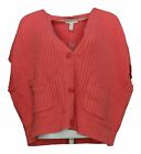 Isaac Mizrahi Live! Button Front Cropped Cardigan Sweater Peach Rose M New