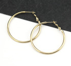 Rose Gold Black Silver Stainless Steel Simple Round Hoop Earrings Swivel Clasp
