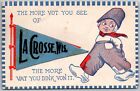 La Crosse Wisconsin c1910 Postcard Felt Pennant Dutch Boy