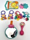 8pc LOT Infant Baby TOYS Rattle Mirror Teethers Crinkle Book FULLY SANITIZED EUC