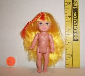 MATTEL NUDE CE Barbie KELLY YELLOW & ORANGE HAIR 4 INCH DOLL For OOAK B1