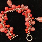 Vintage Rose Quartz And Pink Bead Boho Style Bracelet