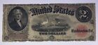 1917 ($2) TWO DOLLAR RED SEAL UNITED STATES LEGAL TENDER LARGE NOTE