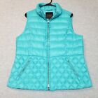 Talbots Puffer Vest Womens Size Large Blue Down Filled Quilted Full Zip