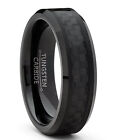 Black Tungsten Carbide Wedding band Engagement Ring Black Carbon Fiber